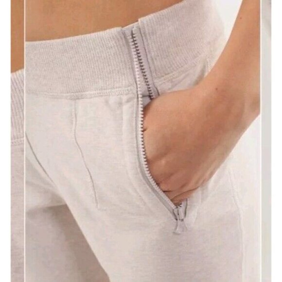 LULULEMON Rejuvenate Sweatpants French Terry •6• Heathered Dune Beige Zip Pocket - Picture 2 of 11